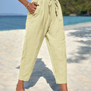 Pantalones de cintura con cordon con bolsillo oblicuo