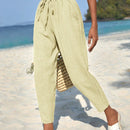 Pantalones de cintura con cordon con bolsillo oblicuo