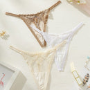 Conjunto De 3 Tangas De Encaje Con Volantes