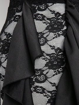 Haute Pantalones Superpuestos De Encaje Lateral Con Volantes