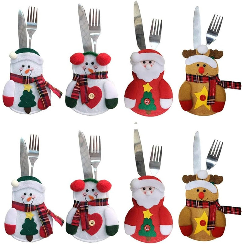 4/8/12piezas Porta Cubiertos de Navidad Bolsillos de Cubiertos para Cuchillos, Tenedores, Decoración de Mesa, Bolsas de Almacenamiento, Cubiertas de Decoración de Navidad y Fiesta de Navidad