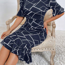 Prive Vestido con estampado geometrico de manga farol bajo sirena