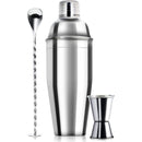 Juego de coctelera de acero inoxidable de 24 oz con jigger y cuchara mezcladora - Kit de barman profesional con colador incorporado para Martini, Margarita y mezcla de bebidas