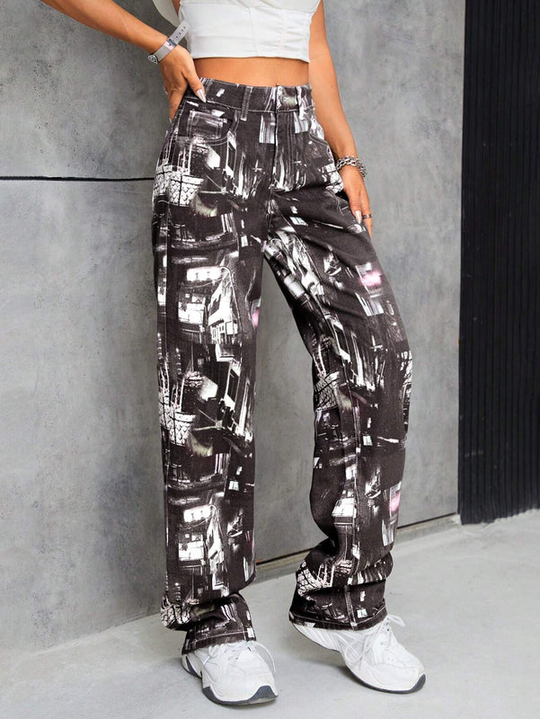 ICON Jeans con estampado de pierna ancha