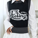 EZwear 1 pieza Chaleco de punto con patron de letra