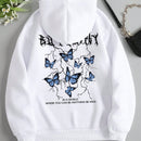 Essnce sudadera con capucha de manga larga de ajuste regular para mujer con estampado grafico de lema de mariposa y relampago para otono/invierno