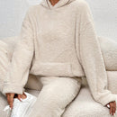 Frenchy sudadera con capucha de forro polar de peluche de unicolor informal para mujer para otono/invierno