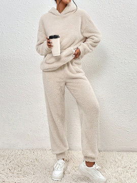 Frenchy sudadera con capucha de forro polar de peluche de unicolor informal para mujer para otono/invierno
