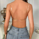 1 pieza de mujeres carne de colores sin tira Sujetador invisible con transparente tira de hombro , para noche Vestido de fiesta