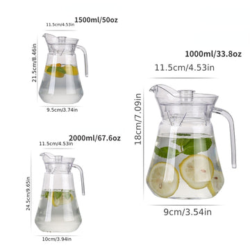 1 Pieza, Jarra De Agua Acrílica Resistente Con Tapa, Capacidad De 32/50/67 oz, Para Bebidas Frías, Ideal Para Bebidas De Verano, Jarra De Té Para Jugo, Leche, Bebidas Frías O Calientes, Jarra De Agua Para Hogar, Restaurante Y Hotel, Accesorios De Mesa