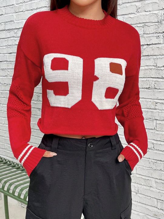 X Galloways Jersey crop con patron de numero de hombros caidos