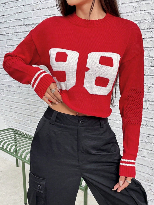 X Galloways Jersey crop con patron de numero de hombros caidos