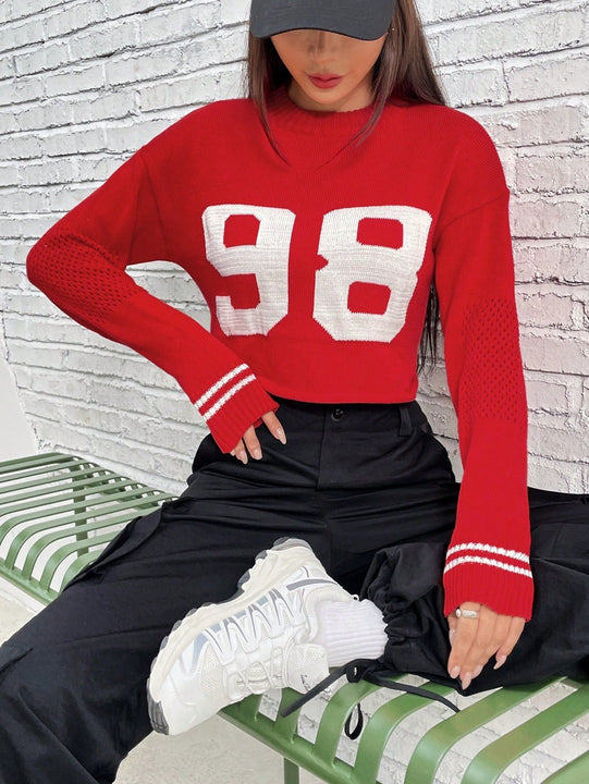 X Galloways Jersey crop con patron de numero de hombros caidos