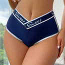 Boyshorts con estampado de letra unido en contraste