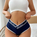 Boyshorts con estampado de letra unido en contraste