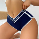 Boyshorts con estampado de letra unido en contraste