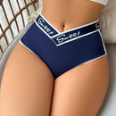 Boyshorts con estampado de letra unido en contraste