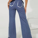 Haute Jeans De Pierna Ancha Con Bolsillo Con Solapa Y Contraste De Color
