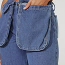 Haute Jeans De Pierna Ancha Con Bolsillo Con Solapa Y Contraste De Color