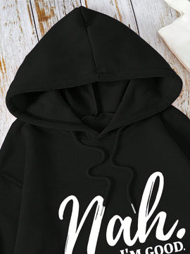 Lune capucha termica con estampado de letra con bolsillo de canguro con cordon