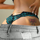 Lenceria De Tanga Con Detalles De Encaje Floral Y Cadena