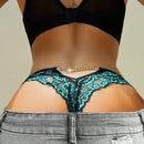 Lenceria De Tanga Con Detalles De Encaje Floral Y Cadena