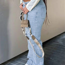 Jeans para mujer Boton Bolsillo Desgarro Cremallera Liso