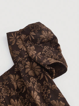 Mod vestido floral jacquard de cuello cuadrado de manga farol