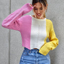 Essnce Jersey de color combinado de punto de malla de hombros caidos