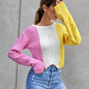 Essnce Jersey de color combinado de punto de malla de hombros caidos
