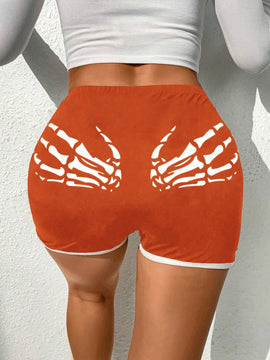 Coolane Shorts estampado de esqueleto unido en contraste