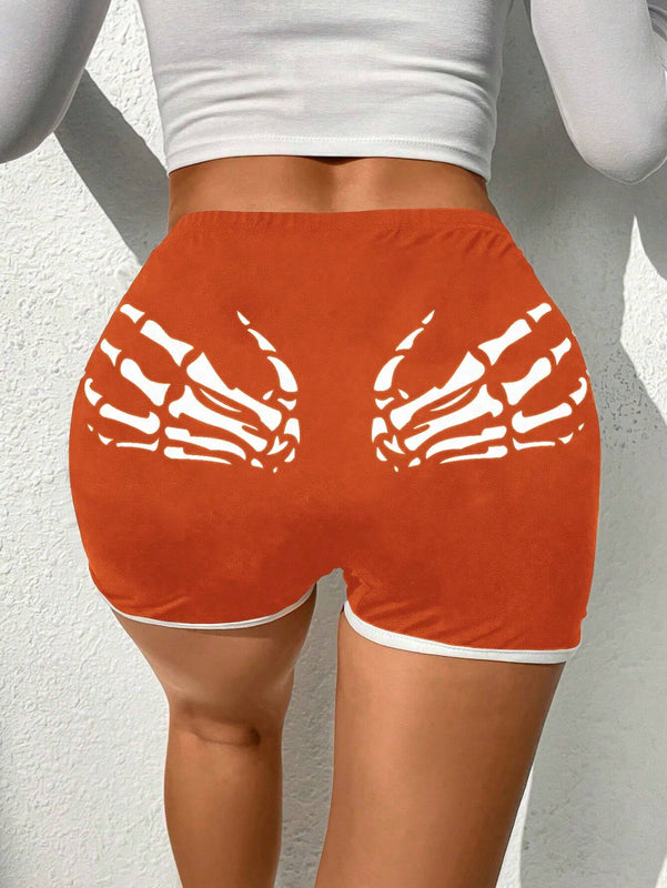 Coolane Shorts estampado de esqueleto unido en contraste