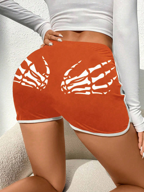 Coolane Shorts estampado de esqueleto unido en contraste