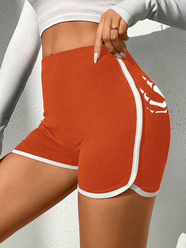 Coolane Shorts estampado de esqueleto unido en contraste