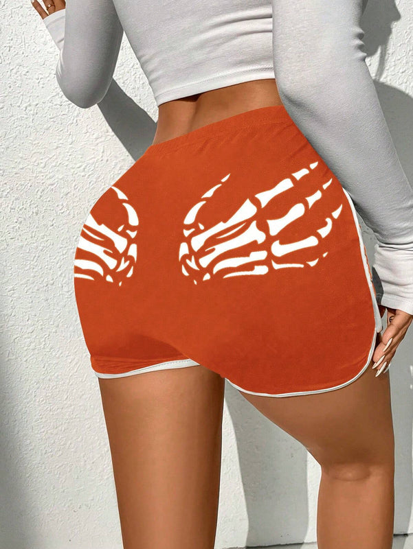 Coolane Shorts estampado de esqueleto unido en contraste