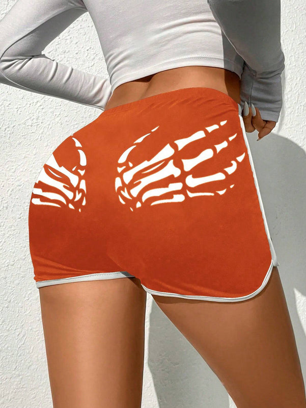 Coolane Shorts estampado de esqueleto unido en contraste