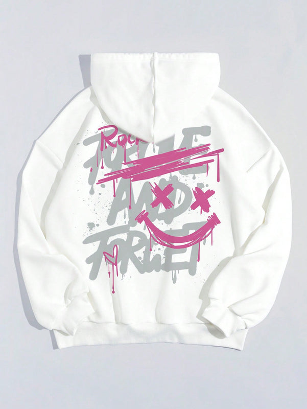 Ezwear sudadera con capucha informal y holgada para mujer con estampado de dibujos animados, adecuada para otono/invierno