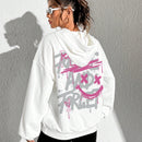 Ezwear sudadera con capucha informal y holgada para mujer con estampado de dibujos animados, adecuada para otono/invierno