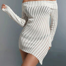 EZwear Vestido de punto de hombros descubiertos bajo asimetrico