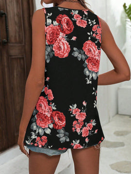 VCAY Camisa sin manga con estampado floral
