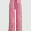 ROMWE Kawaii Jeans con corazon con parche de bolsillo de pierna ancha