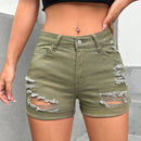 PETITE Shorts vaqueros con dobladillo enrollado y rasgados