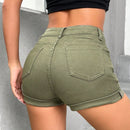 PETITE Shorts vaqueros con dobladillo enrollado y rasgados