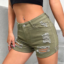 PETITE Shorts vaqueros con dobladillo enrollado y rasgados