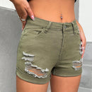 PETITE Shorts vaqueros con dobladillo enrollado y rasgados