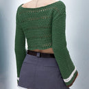 EZwear Jersey crop con patron de rayas de punto de malla