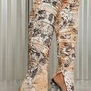 SXY Pantalones ajustados con estampado de piel de serpiente bajo con abertura