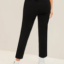 Pantalones unicolor de cintura con cordon crop
