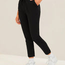 Pantalones unicolor de cintura con cordon crop