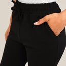 Pantalones unicolor de cintura con cordon crop